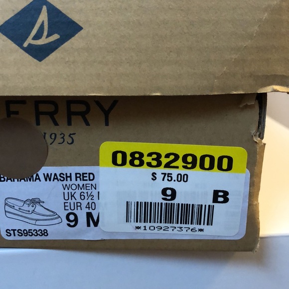 NWOT. Red Canvas Sperry. Women Size 9. - Picture 4 of 5